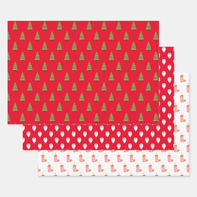 Das Weihnachtswrapping Paper von Red and White San Geschenkpapier Set (Set)