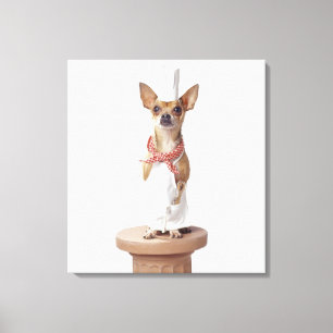 Das Weiß des Chihuahuahundetragenden Koch, Leinwanddruck