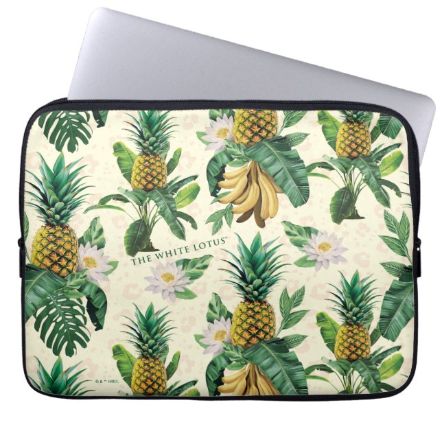 Das weiße Ananas-Paradies-Muster Laptopschutzhülle (Vorderseite)