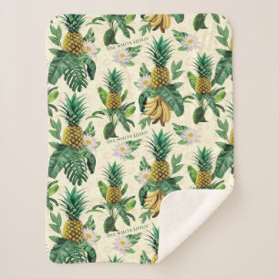 Das weiße Ananas-Paradies-Muster Sherpadecke