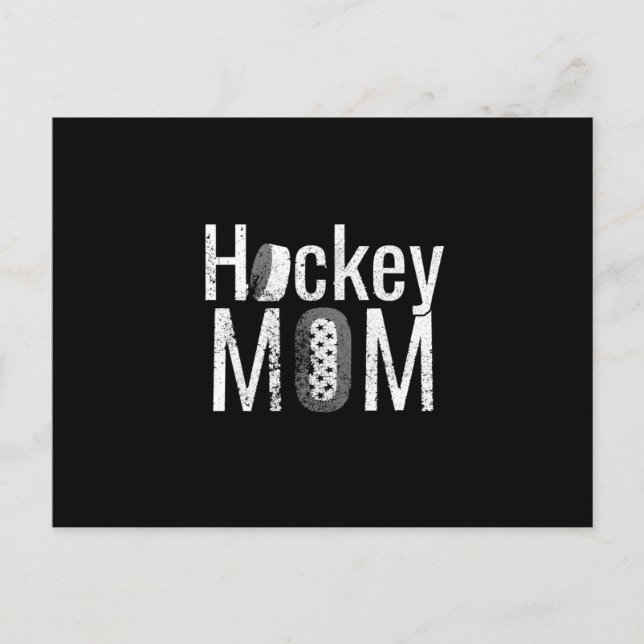 Das weiße Design der Hockey-Mama Postkarte (Vorderseite)