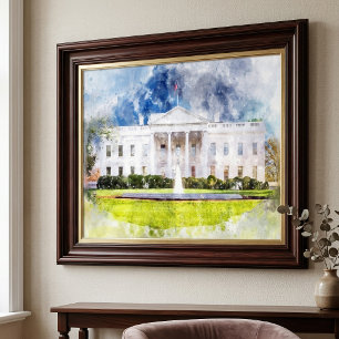 Das Weiße Haus in Washington DC Aquarell Fotodruck