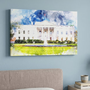 Das Weiße Haus in Washington DC Aquarell Leinwanddruck