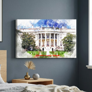 Das Weiße Haus in Washington DC – Südliche Fassade Leinwanddruck