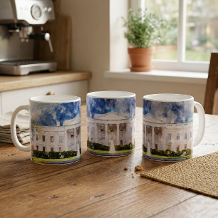 Das Weiße Haus in Washington DC Wasserfarbe Kaffeetasse