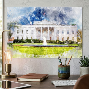 Das Weiße Haus in Washington DC Wasserfarbe Poster