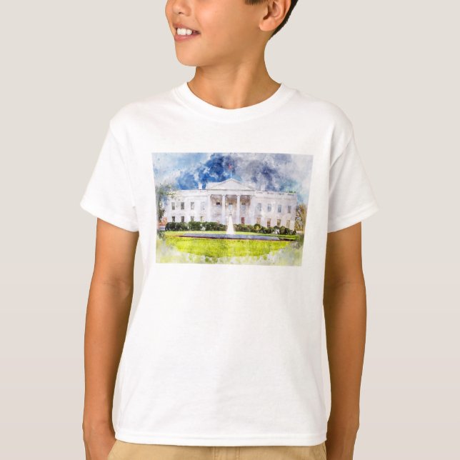 Das Weiße Haus in Washington DC Wasserfarbe T-Shirt (Vorderseite)