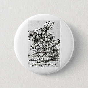 Das weiße Kaninchen von der Alicen im Wunderland Button