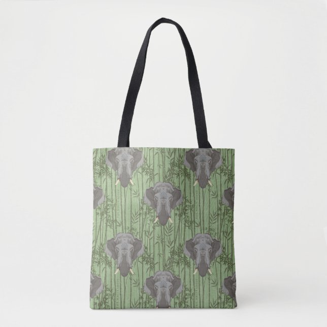 Das weiße Lotus-majestätische Elefantenmuster Tasche (Vorderseite)