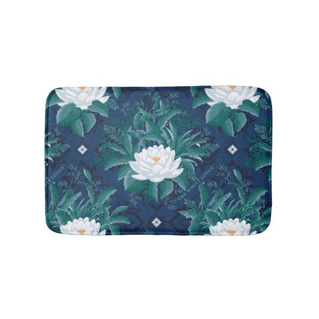 Das weiße Lotus Midnight Lotus-Muster Badematte (Vorderseite)
