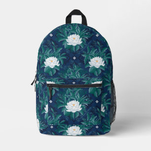 Das weiße Lotus Midnight Lotus-Muster Bedruckter Rucksack