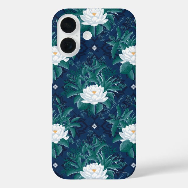 Das weiße Lotus Midnight Lotus-Muster iPhone 16 Hülle (Rückseite)
