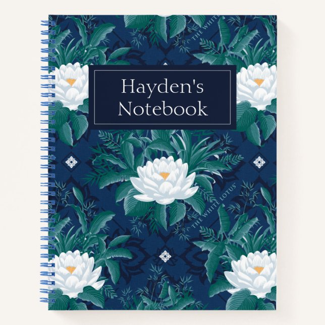 Das weiße Lotus Midnight Lotus-Muster Notizbuch (Vorderseite)