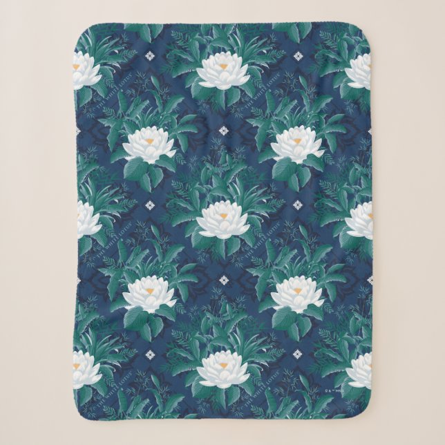 Das weiße Lotus Midnight Lotus-Muster Sherpadecke (Vorderseite)