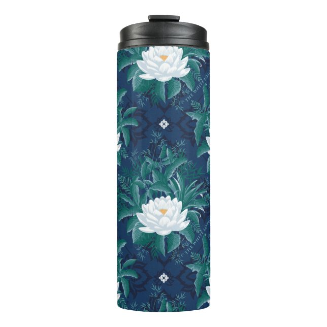Das weiße Lotus Midnight Lotus-Muster Thermosbecher (Vorderseite)