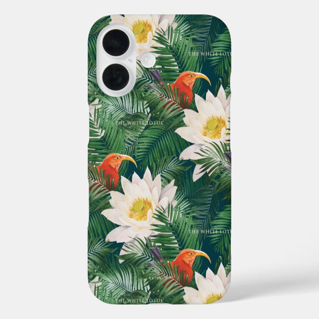 Das weiße Lotus tropische Vögel & Lotus Muster iPhone 16 Hülle (Rückseite)
