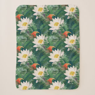 Das weiße Lotus tropische Vögel & Lotus Muster Sherpadecke