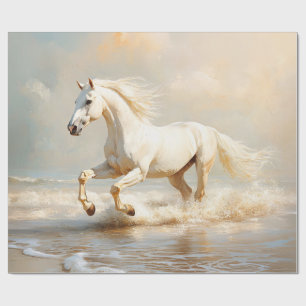 Das weiße Pferd läuft am Strand Geschenkpapier