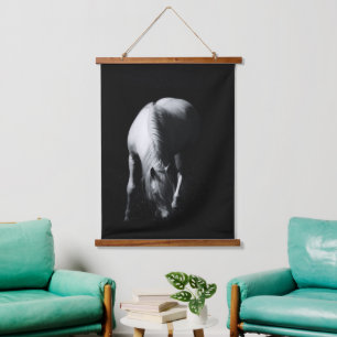 Das weiße Pferd Wandteppich Mit Holzrahmen