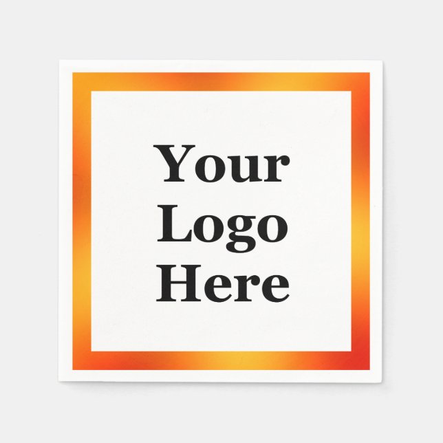 Das weiße und orangefarbene Logo für Geschäftsleut Serviette (Vorderseite)