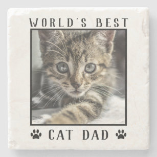 Das weltbeste Cat Vater Paw Prints Pet Foto Steinuntersetzer
