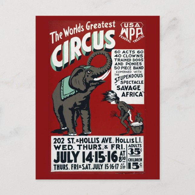 Das Weltbeste Circus Vintage Poster Postkarte (Vorderseite)