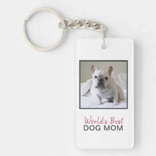 Das weltbeste Dog Mama Square Foto Pink Gray Schlüsselanhänger