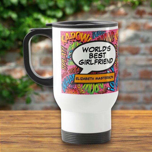 Das weltbeste Girlfriend Fun Modern Retro Comic Reisebecher (World's Best Girlfriend Fun Modern Retro Comic Travel Mug)
