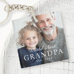 Das weltbeste Großvater-Foto im letzten Jahr Schlüsselanhänger<br><div class="desc">Schlüsselanhänger mit Ihrem eigenen Foto und dem Text "Weltbeste Opa" mit individuellem Jahr oder anderem Text unten.</div>
