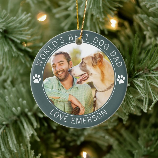 Das weltbeste Hunde-Vater-Foto Keramik Ornament (Baum)