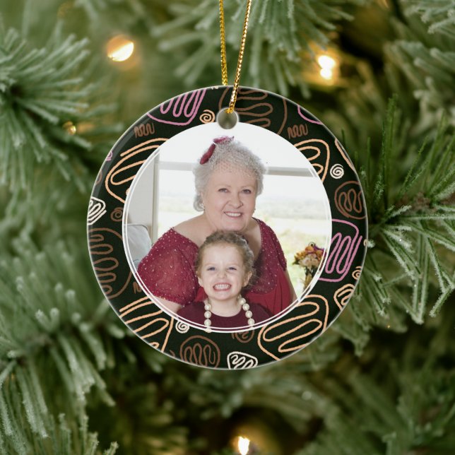 Das weltbeste Oma-Rosa-Ein-Linien-Muster-Foto Keramik Ornament (Baum)