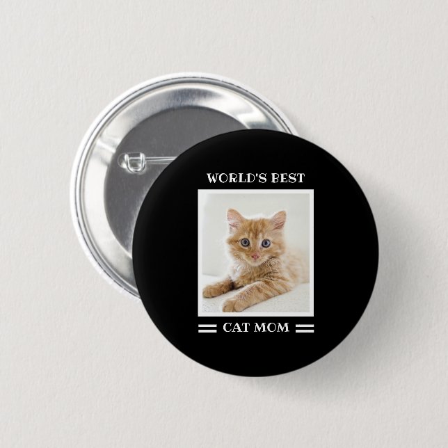 Das weltweit beste Cat Mama Custom Foto Personalis Button (Vorne & Hinten)