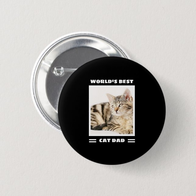 Das weltweit beste Cat Vater Custom Foto Personali Button (Vorne & Hinten)