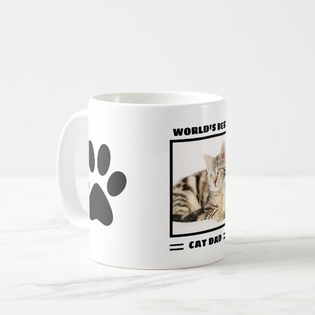 Das weltweit beste Cat Vater Custom Foto Personali Kaffeetasse (Vorderseite Links)