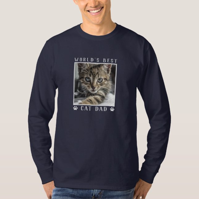 Das weltweit beste Cat Vater White Paw Prints Pet  T-Shirt (Vorderseite)