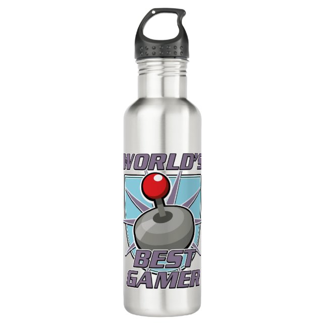 Das weltweit beste Gamer-Retro-Logo Edelstahlflasche (Vorderseite)
