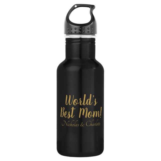 Das weltweit beste Goldskript für die Mama niedlic Edelstahlflasche (Vorderseite)