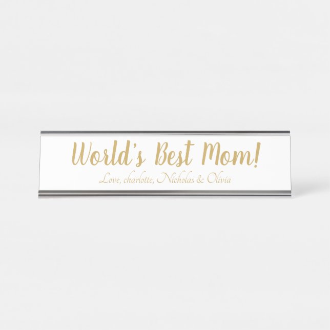 Das weltweit beste Goldskript für die Mama niedlic Schreibtischnamensplakette (Vorderseite )