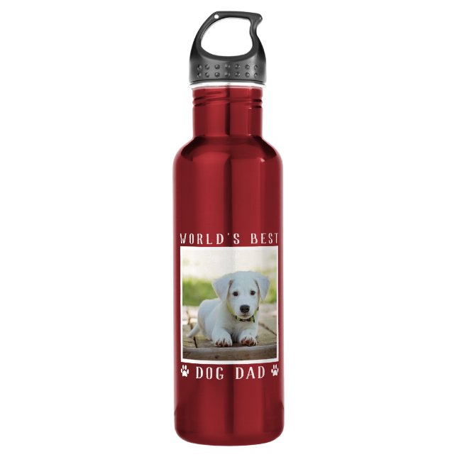 Das weltweit beste Hunde-Vater-Foto für Haustiere Edelstahlflasche (Vorderseite)