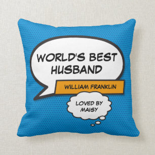 Das weltweit beste Husband Cool Fun Comic Blue Kissen