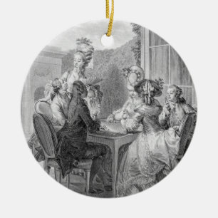 Das Whist Party, 1783, graviert durch Jean Dambrun Keramik Ornament