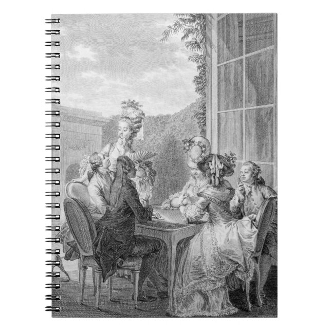 Das Whist Party, 1783, graviert durch Jean Dambrun Notizblock (Vorderseite)