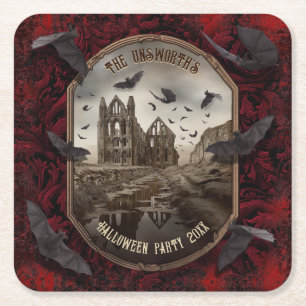 Das Whitby-Abbey-Halloween-Party der Romantik Drac Rechteckiger Pappuntersetzer