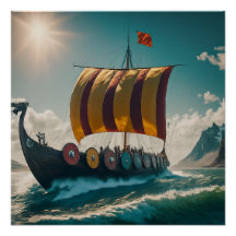 Das Wikinger-Langschiff schneidet durch die Wellen
