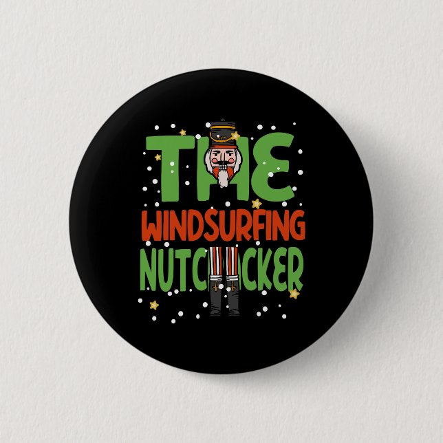 Das Windsurfen Nutcracker Funny Christmas Pajama Button (Vorderseite)