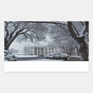 Das Winter-Märchenland--Weiße Haus Rechteckiger Aufkleber
