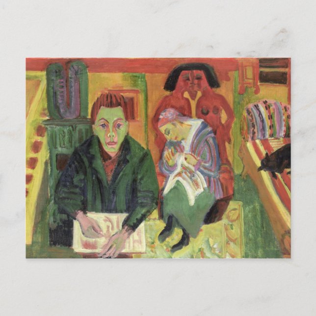 Das Wohnzimmer, 1920 Postkarte (Vorderseite)