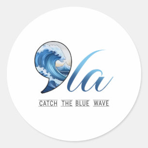 Das Wort "Catch The Blue Wave"-Abstimmung Kamala P Runder Aufkleber