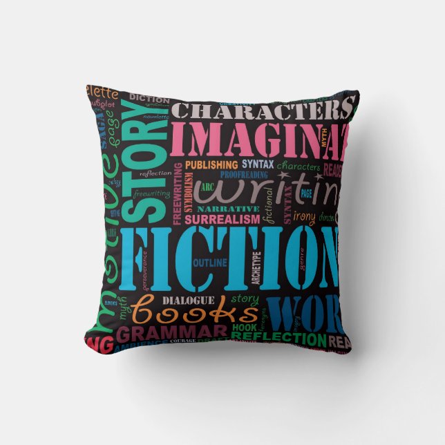 Das Wort-Kunstthrow-Kissen des Fiktions-Verfassers Kissen (Vorderseite)