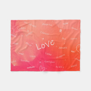Das Wort LOVE in vielen verschiedenen Sprachen Fleecedecke